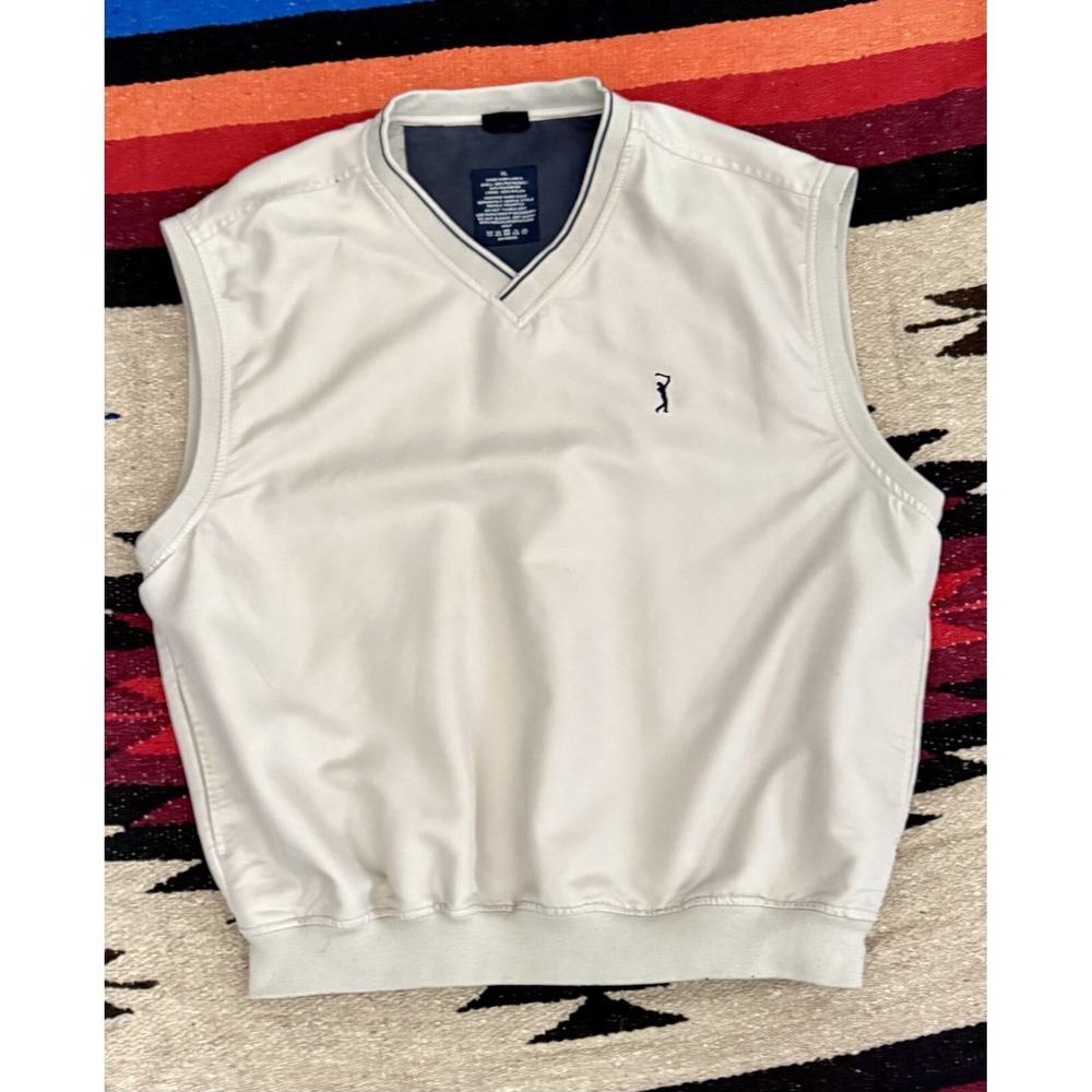 Yamaha Golf V-Neck Pullover Vest Men's XL Khaki Lined w/ Logo & Pockets DadCore